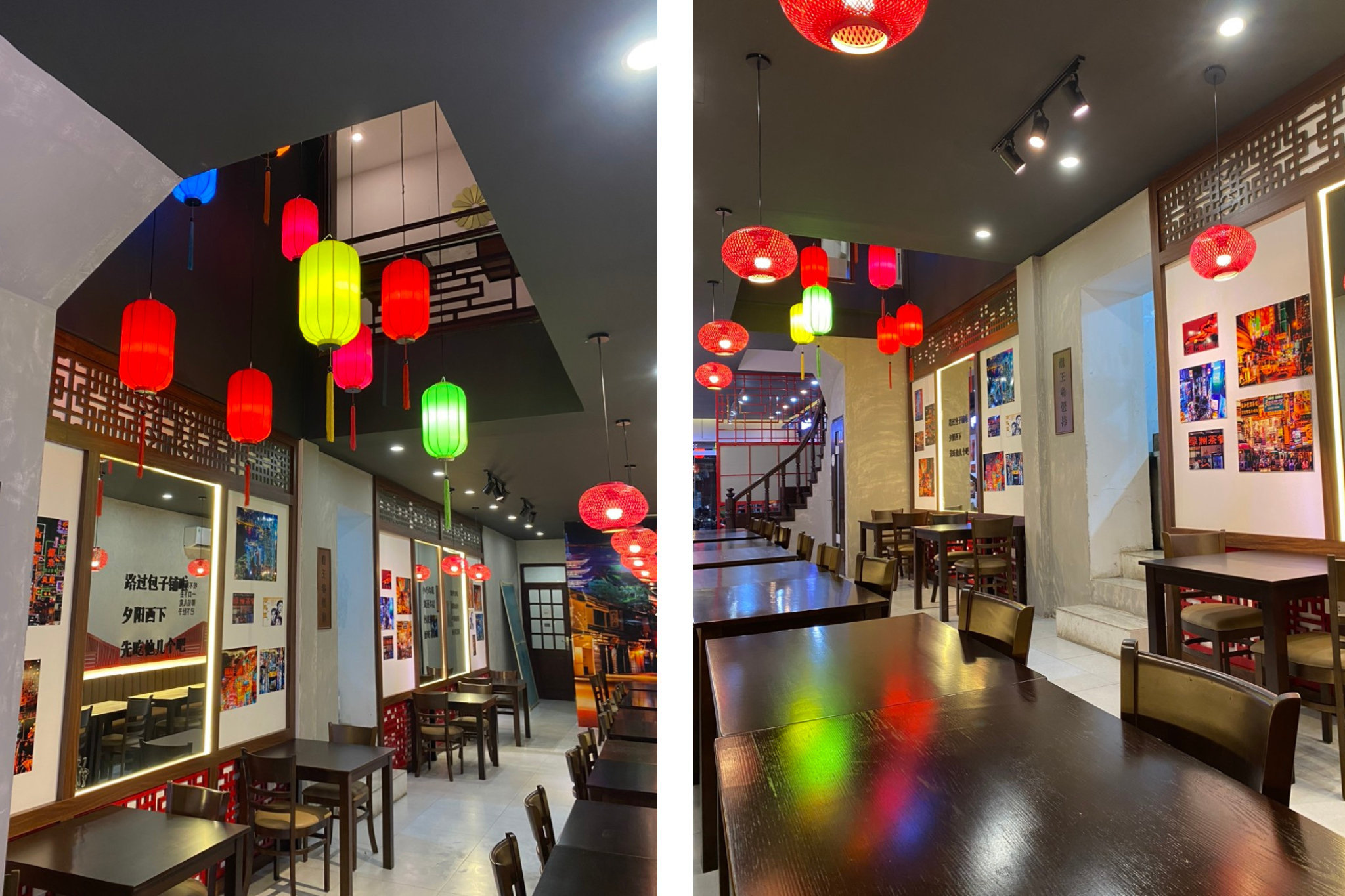 Không gian của FungHa ấm cúng, điểm nhấn bởi những chiếc đèn lồng tạo cảm giác như một quán ăn Trung Hoa